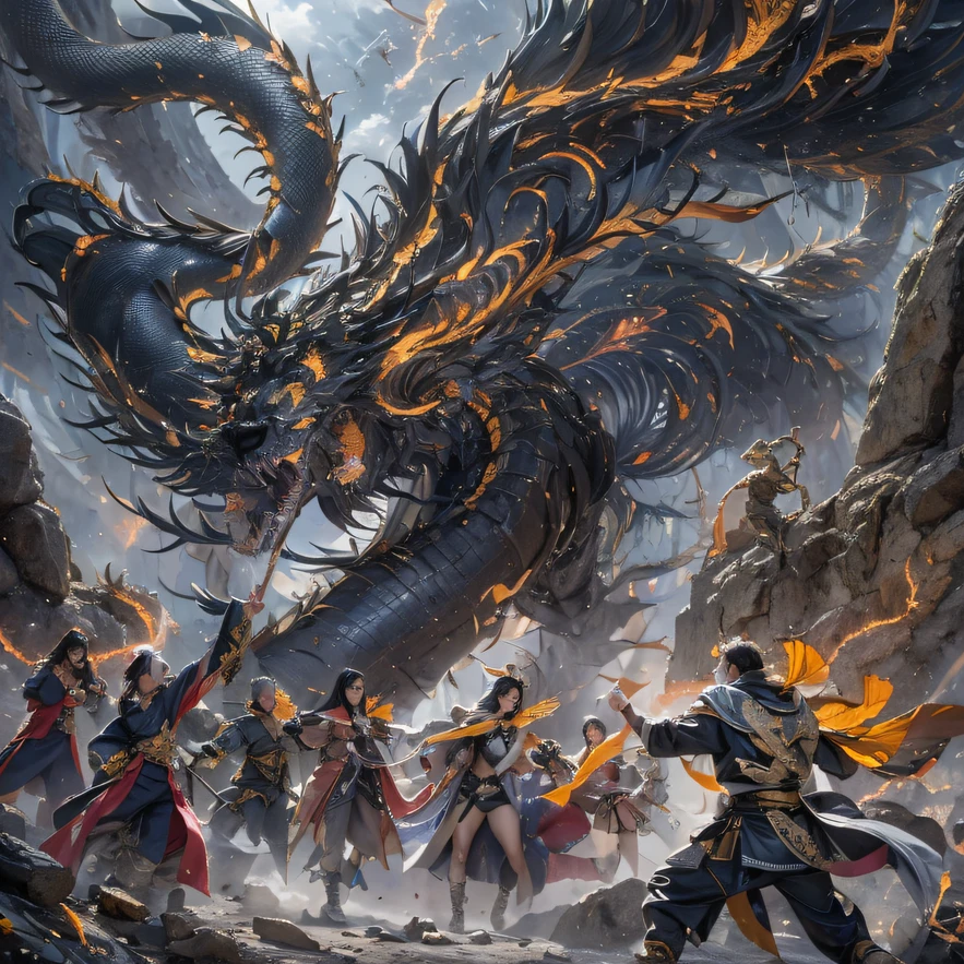 Qin Yu flew into the Immortal Demon Realm, Chance encounter with Liu Hanshu, He saw in him his former self, It was decided to take him as an apprentice, Teach him how to protect himself, But because of the Tibetan star map, He established relationships with the Liu family and the Jade Sword Sect, It opens with the death of Liu Hanshu, Qin Yu embarked on the road of confrontation with a strong enemy, Working hard, Make yourself stronger, Stick to your own core path of justice, I also want to protect the people I care about, The three brothers took off, And embarked on a long journey to find a good brother, Qin Yu, Where are Xiao Hei and Hou Fei(canyons)Climb the streets(Doomsday Stream)eyes filled with angry,He clenched his fists,Rush up,Deliver a fatal blow to your opponent,full bodyesbian,Full Body Male Mage 32K(Masterpiece Canyon Ultra HD)Long flowing black hair,Campsite size,zydink, The wounded lined up in the streets(canyons)Climb the streets, The scene of the explosion(canyons), (Linen batik scarf), Angry fighting stance, looking at the ground, Batik linen bandana, Chinese python pattern long-sleeved garment, canyons(Abstract propylene splash:1.2), Dark clouds lightning background,Flour flies(realisticlying:1.4),Black color hair,Flour fluttering,rainbow background, A high resolution, the detail, RAW photogr, Sharp Re, Nikon D850 Film Stock Photo by Jefferies Lee 4 Kodak Portra 400 Camera F1.6 shots, Rich colors, ultra-realistic vivid textures, Dramatic lighting, Unreal Engine Art Station Trend, cinestir 800,Flowing black hair,(((Jungle Canyon)))The wounded lined up in the streets(vale)Climb the streets,Movie master real-time image quality
