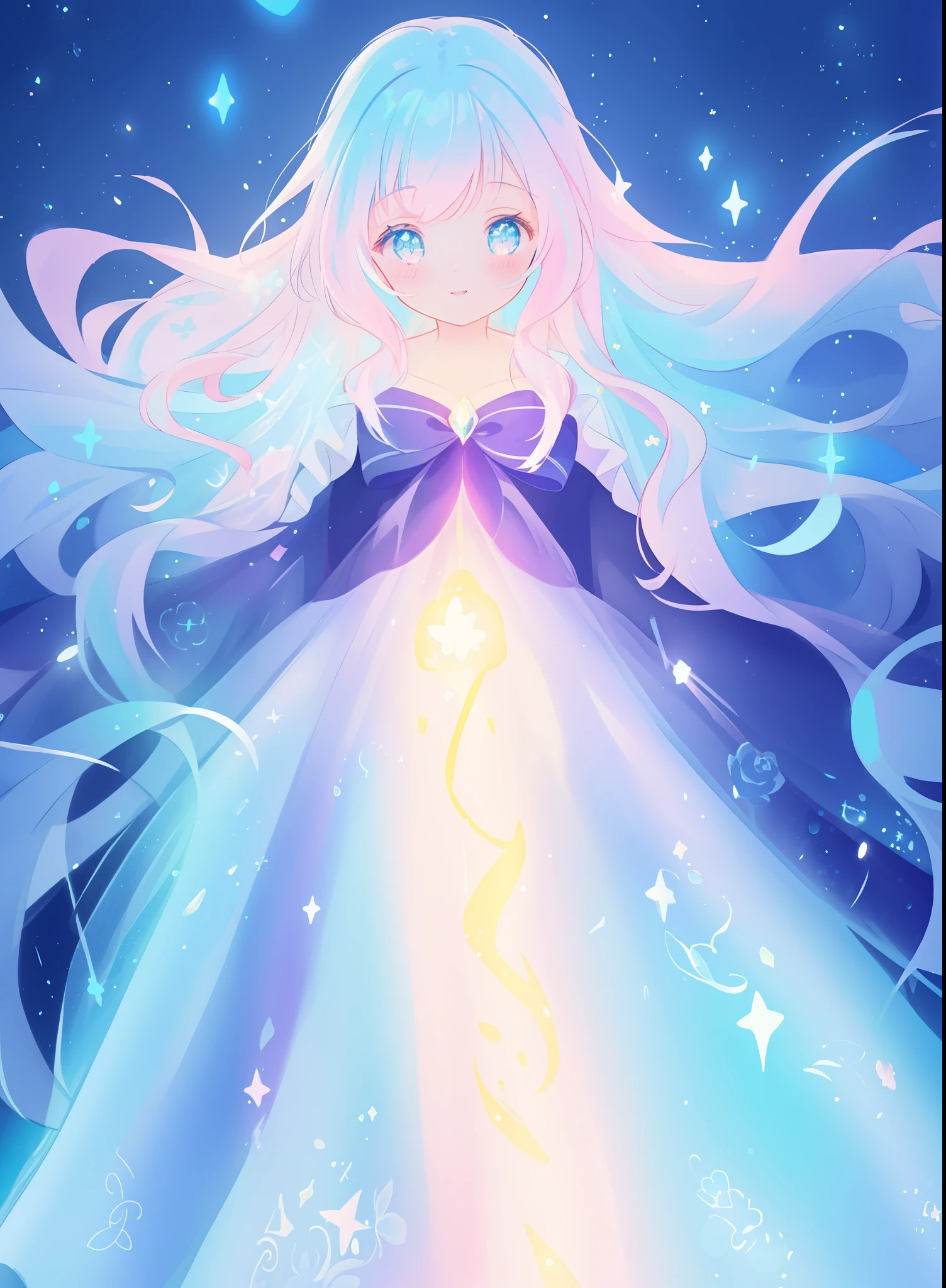 beautiful girl, puffy tiered ballgown, vibrant pastel colors, (colorful), glowing golden long hair, magical lights, sparkling magical liquid, inspired by Glen Keane, inspired by Lois van Baarle, disney art style, by Lois van Baarle, glowing aura around her, by Glen Keane, jen bartel, glowing lights! digital painting, flowing glowing hair, glowing flowing hair, beautiful digital illustration, fantasia background, whimsical, magical, fantasy, ((beautiful face)), ((masterpiece, best quality)), intricate details, highly detailed, sharp focus, 8k resolution, sparkling detailed eyes, liquid watercolor