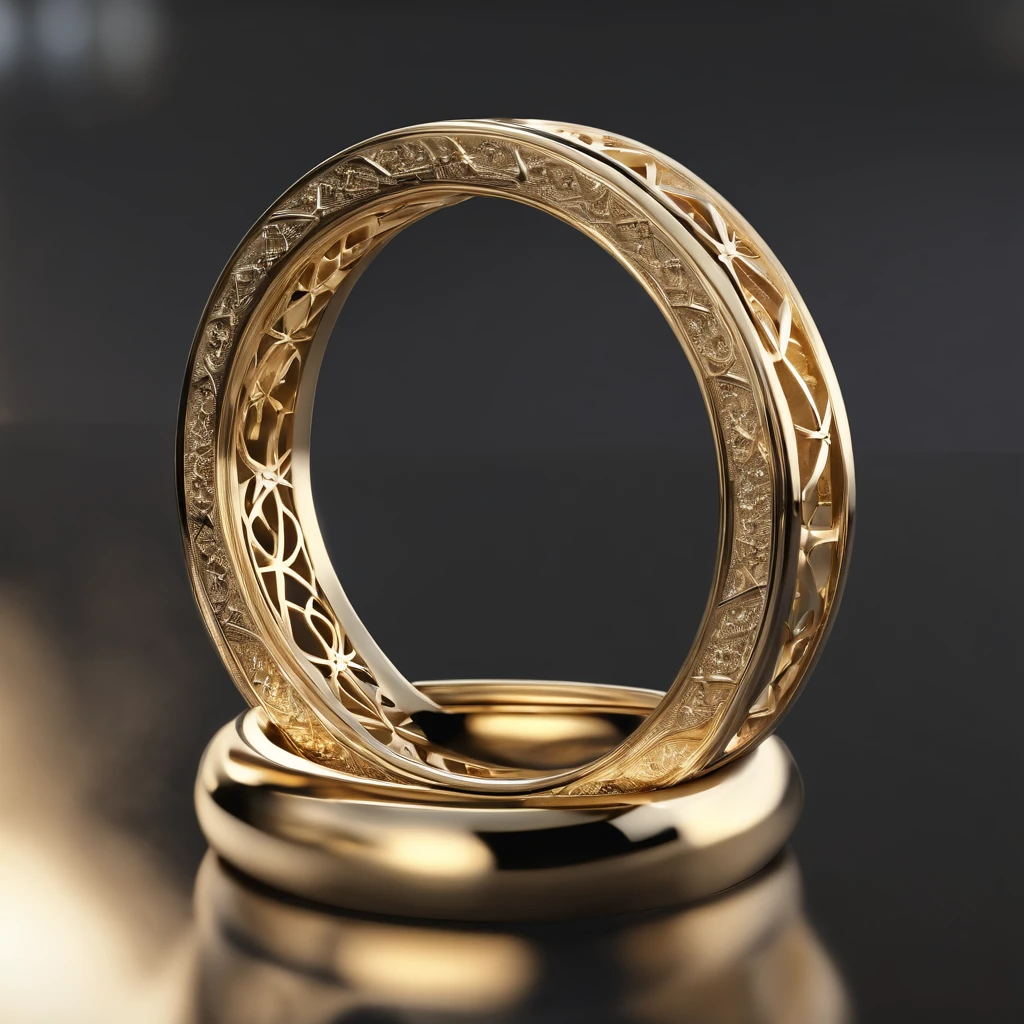 ((Ring design concept art)),Yellow gold ring,((Ring concept blueprint)),(The ring cross-section has a wave pattern and a five-pointed star),((Fine craftsmanship)),(Rings and hemming),Natural sunlight,Shining Effect