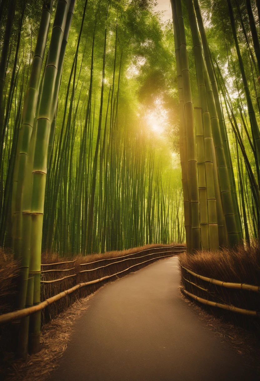 Image: Bamboo forest with a vintage filter, Descriptive Keywords: Vintage, Bamboo, Retro, Green, Aged, Camera Type: DSLR, Camera Lens Type: Standard zoom, Time of Day: Afternoon, Style of Photograph: Vintage filter, Type of Film: None