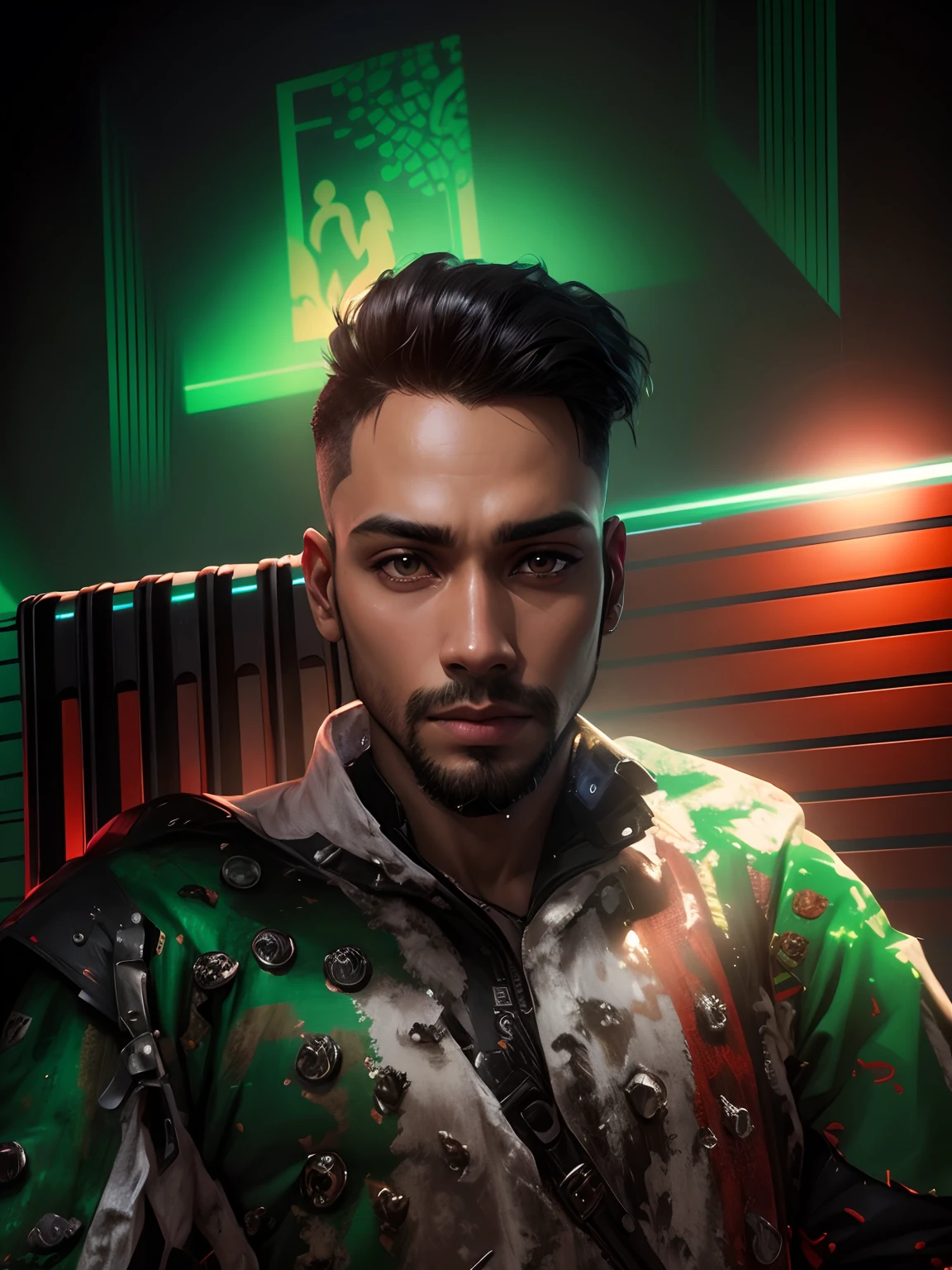 Bangladeshi flag background handsome boy,Cyber punk,8k,Ultra,realistic