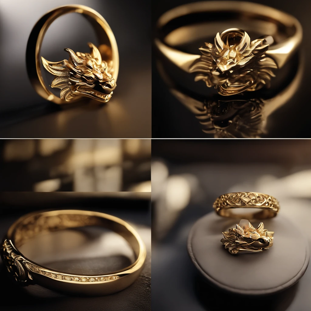 ((Ring design concept art)),Yellow gold ring,((Ring concept blueprint)),(Dragon-shaped ring),((Fine craftsmanship)),(Rings and hemming),Natural sunlight,Shining Effect