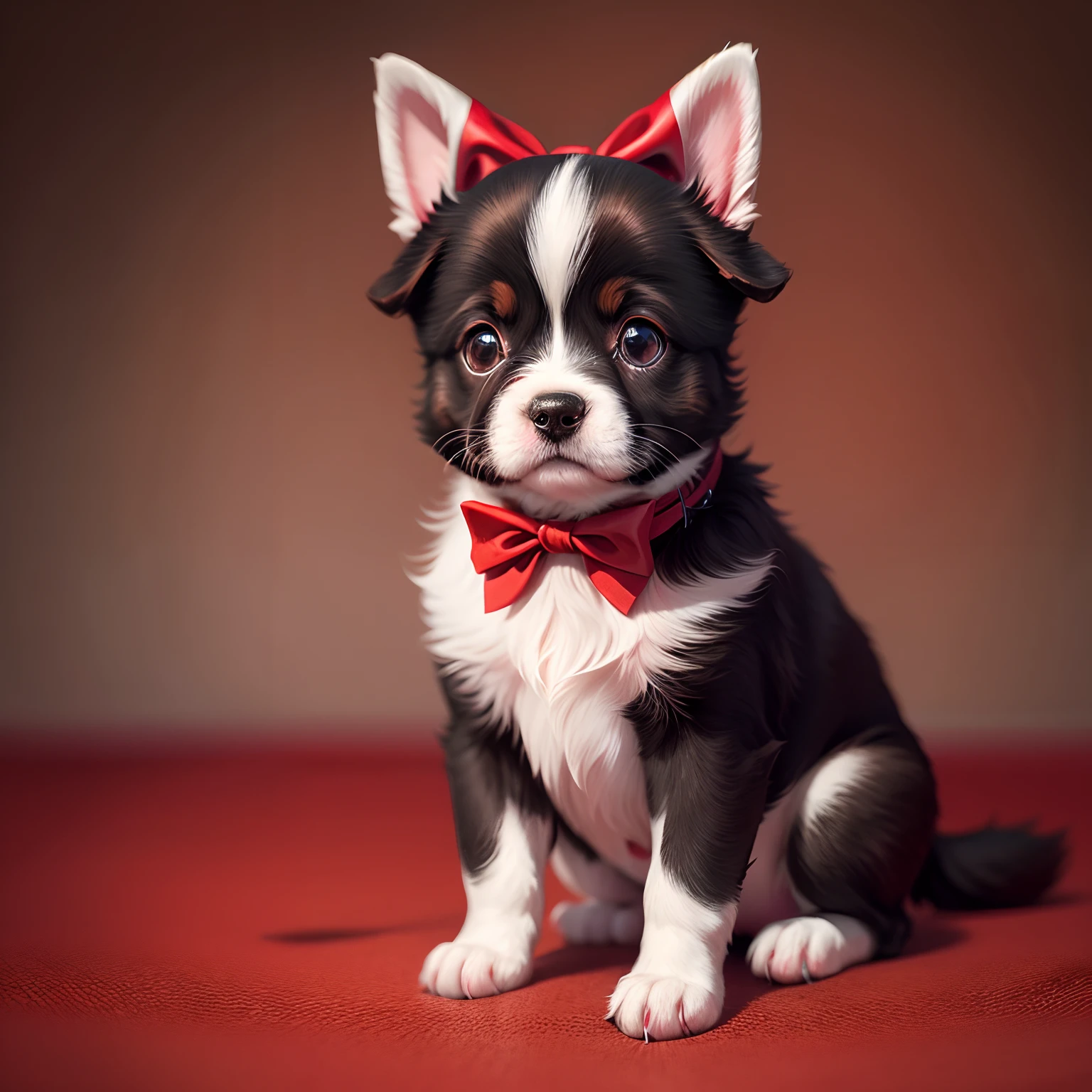 Peking puppy with a red bow