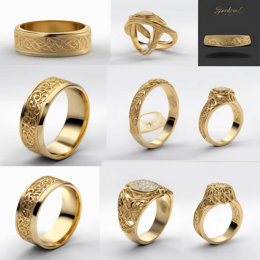 （（Ring design concept art）），Yellow gold ring，（Ring concept blueprint），（（Ring rings in the shape of waves）），Engraved five-pointed star，（Fine craftsmanship），Hemming，Natural sunlight，Shining Effect