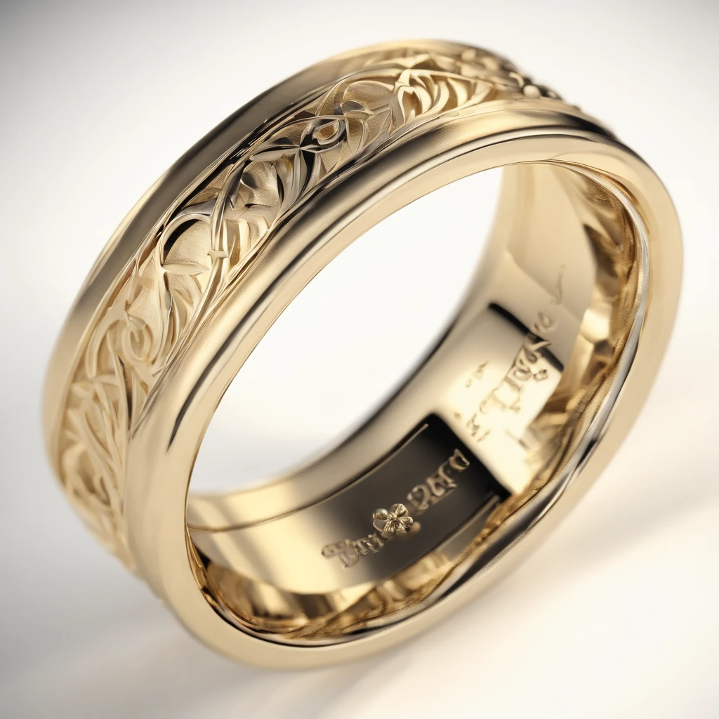 ((Ring design concept art)),Yellow gold ring,(Ring concept blueprint),((Ring rings in the shape of waves)),Engraved five-pointed star,(Fine craftsmanship),Hemming,Natural sunlight,Shining Effect