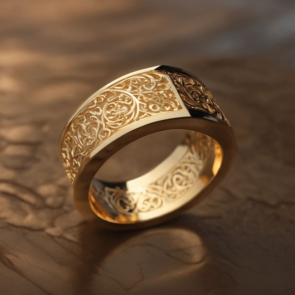 ((Ring design concept art)),Yellow gold ring,(Ring concept blueprint),((Ring rings in the shape of waves)),Engraved five-pointed star,(Fine craftsmanship),Hemming,Natural sunlight,Shining Effect