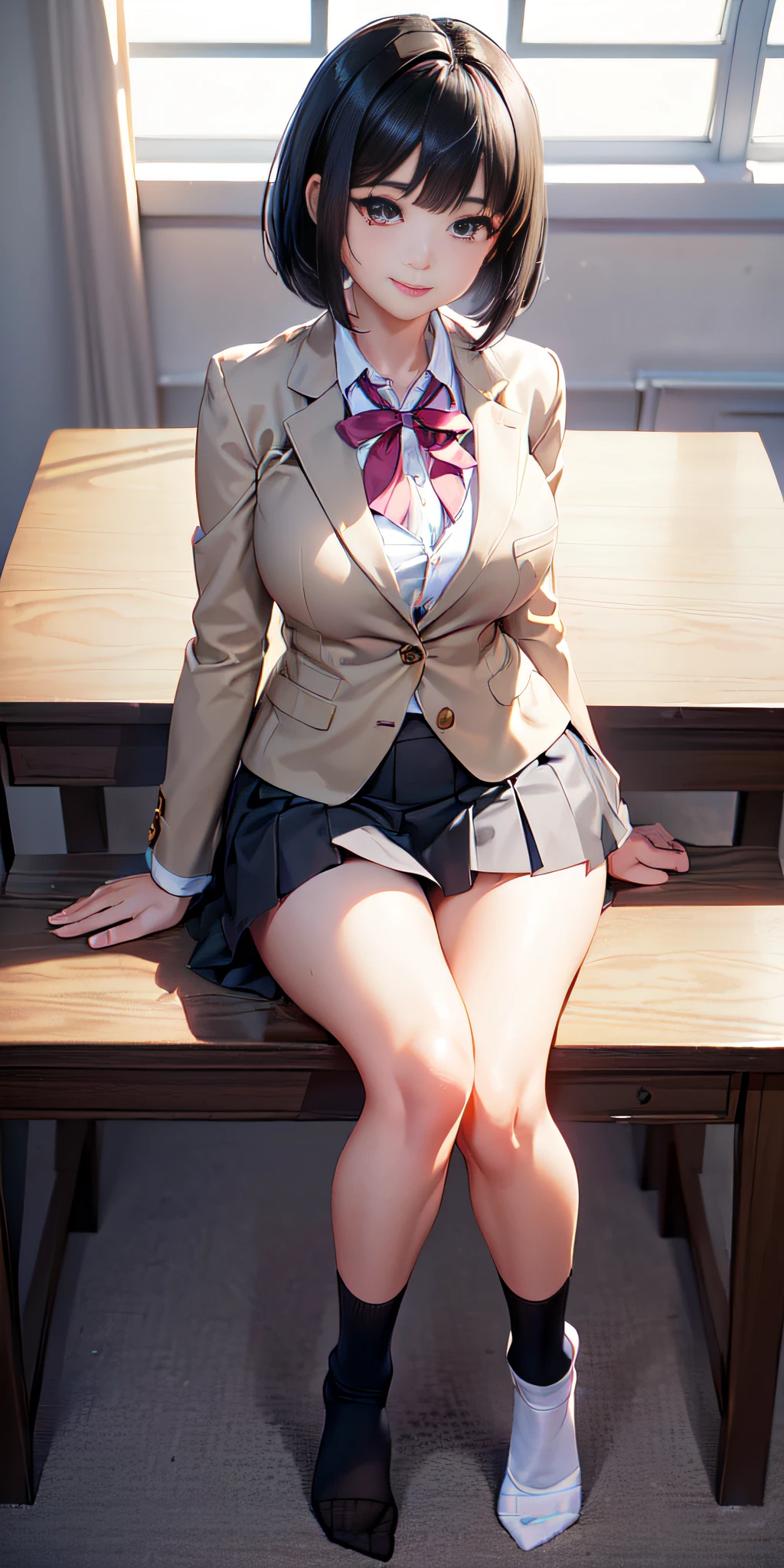 ((beautiful anime eyes with fine detail)), realistic skin, (intricate details), best lighting, depth field, ((ultra high resolution, high res)), {highres}, {{very fine 8KCG wallpapers}}, {{very precise detailed}}, ((((masterpiece)))),nsfw, 1girl,teenager, (Blushing expression:1.4), smile,open mouth,in heat, ((japanese uniform)), ((shirt lift myself:1.5)), ((showing nippls)), ((uniform miniskirt)),tie,black socks,sit down, (leg lift:1.8), slender, (flat chest), (mirror,smartphone,selfie)