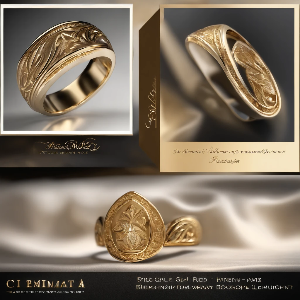 （（Ring design concept art）），Yellow gold ring，（Ring concept blueprint），（（Ring rings in the shape of waves）），Engraved five-pointed star，（Fine craftsmanship），Hemming，Natural sunlight，Shining Effect