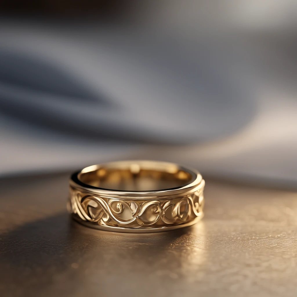 ((Ring design concept art)),Yellow gold ring,(Ring concept blueprint),((Ring rings in the shape of waves)),Engraved five-pointed star,(Fine craftsmanship),Hemming,Natural sunlight,Shining Effect