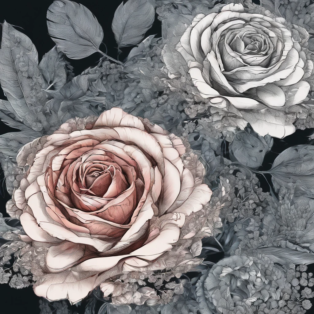 Multicolored roses:1.5,feather:1.3,top-quality,Best Quality,Beautiful and mysterious flowers,Extremely detailed,Fractal Art:1.3,Colorful:1.4,highest details,Zentangle:1.2,psychedelic,Dynamic,Complex background&Abstract:1.3