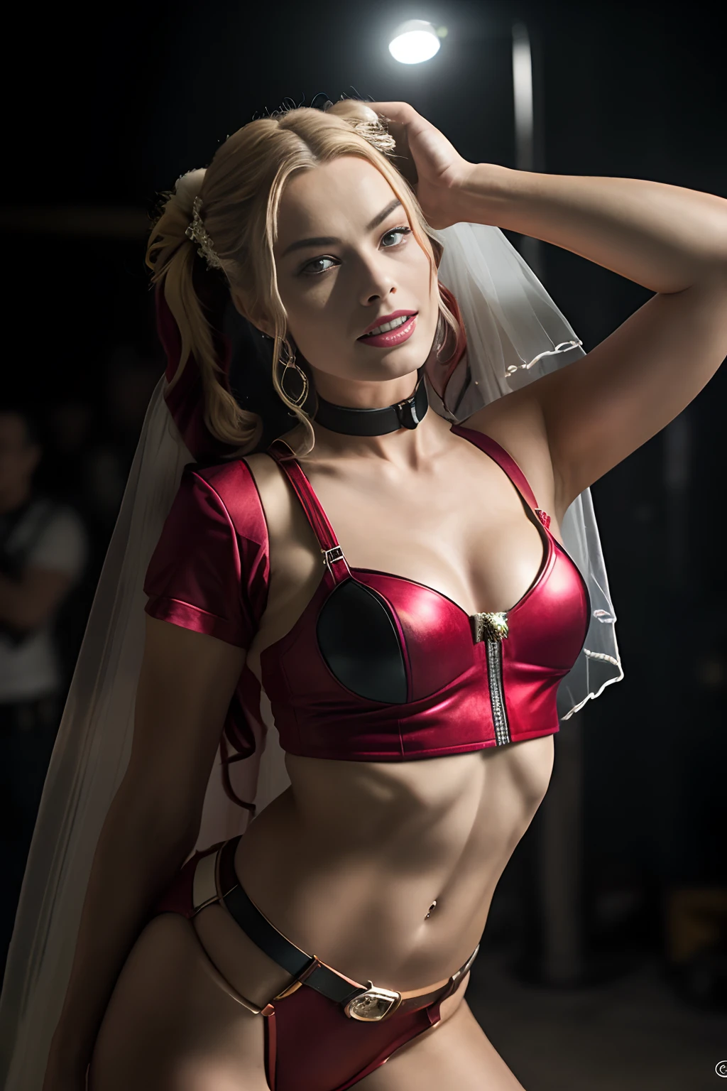 ((Exceptional quality)), ((шедевр)), ((True to reality)), Margot Robbie – Suicide Squad as Harley Quinn, (((Corps entier))), (action pose), mise au point nette, volumeric lighting, Bons faits saillants, bon ombrage, Diffusion souterraine, complexe, highly detailed, based on the Vikings series, ((cinematic)), dramatique, (highest quallity, Bride, шедевр:1.5), (Fotorrealista:1.5), photographie, photo realist, Nikon, natural light, 4K, Definition of highs, ..RAW, xf iq4, 150MP, 50 mm, ISO 1000 Certification, 1/250s, natural light, Adobe Lightroom, Photolab, Photographic affinity, PhotoDirector 365,