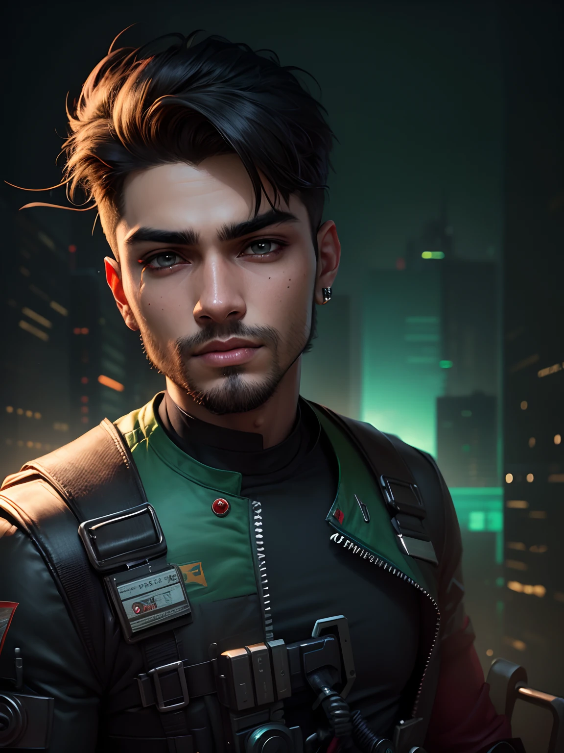 Bangladeshi flag background cyberpunk handsome boy,realstic face,8k,ultra