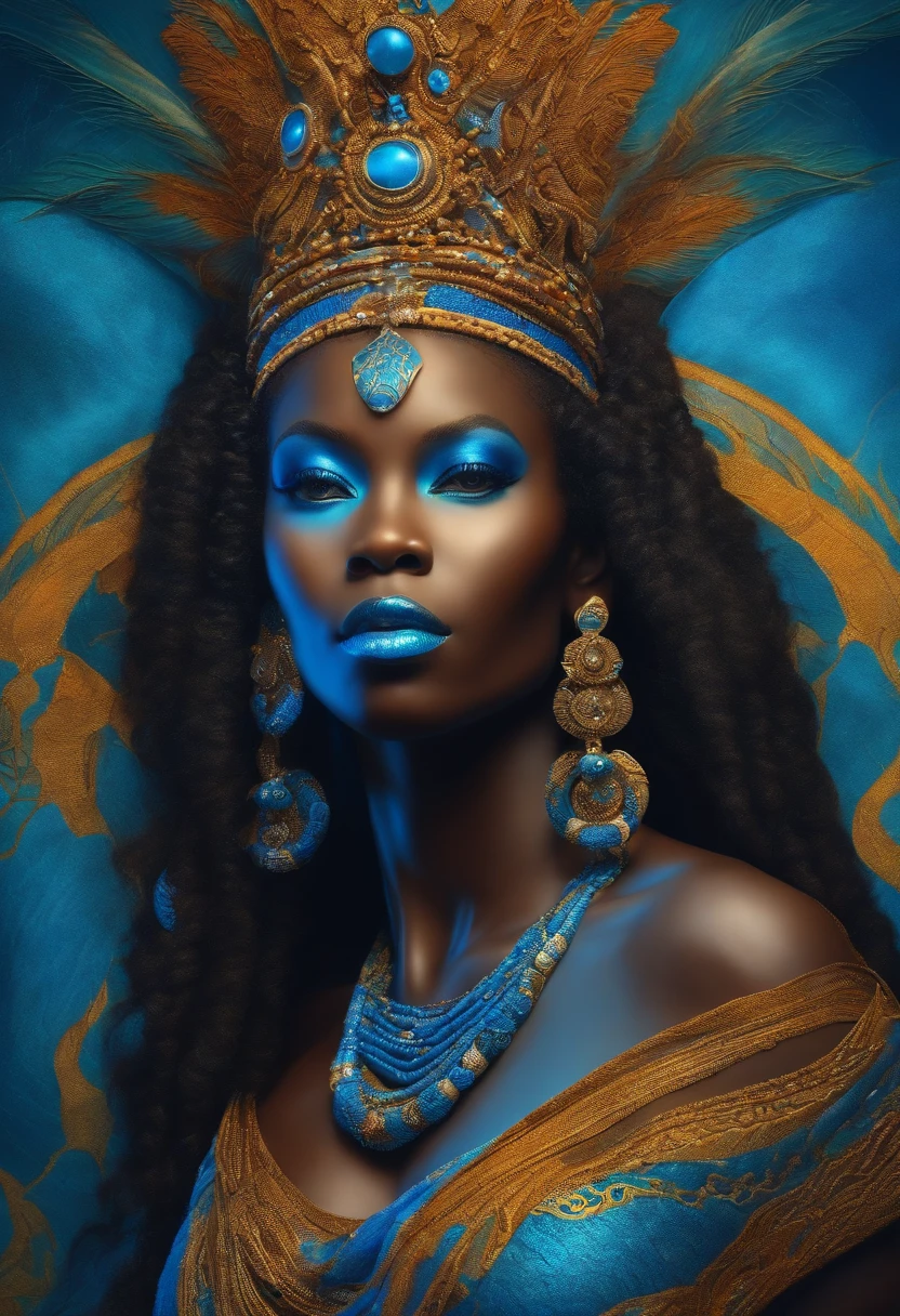 Yemonja African goddess of the ocean in blue