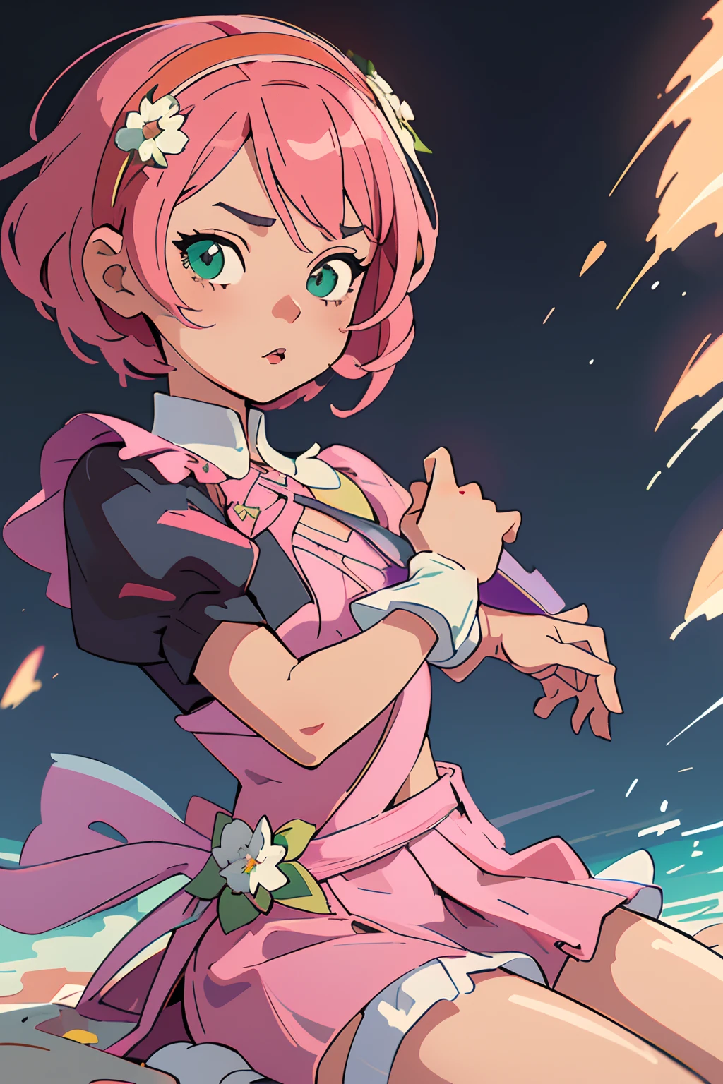 Alisa bosconovitch, melhor qualidade, contemporary, estilo plano, minimalismo, Green Eyes Flat Illustration, cabelo rosa, com flor de cravos no cabelo, cabelo curto, cabelos multicoloridos, Camisa Preta, mechanical wings, Loli em vestido, Head Portrait Close-U, peito pontudo, decote, super decote, middlebreasts, Tekken,cabelo rosa pastel, 1girl, em quimono, hand-painted,Desenho de linha sem cor, colorida do yandere pastel, Tekken, Super cute pink hair girl with gothic makeup on the side, com roupa de empregada,figura esbelta,robusto,He sat on the floor,Vestido com roupas de empregada rosa e branco,cabelos muito curtos,com orelhas de gato,quadratic element,, kawaii cor-de-rosa na roupa da era de 1910, Alisa Bosconovich pink lips, no estilo da paleta de cores suave aurorapunk, an anime illustration of his face, gifs animados, hand drawn animation, charming sketches, suave e brilhante, romantismo nebuloso, Estilo Superflat, fundo branco - ar 1:1 - niji 5 - estilo expressivo --s 50 ,Pink kawaii girl in the era of 1920s clothesPink eagles, vestindo uma camisa branca brilhante, no estilo da paleta de cores suave aurorapunk, an anime illustration of his face, gifs animados, hand drawn animation, charming sketches, suave e brilhante, romantismo nebuloso, Estilo Superflat, fundo branco - ar 1:1 - niji 5 - estilo expressivo --s 50, Absurdo, alto, ultra detalhados, (1girl:1.3), quebrar , Crie uma imagem com uma bela caligrafia, com letras expressivas, floreios elegantes e um senso de habilidade e habilidade, Lesser Dragon,garota,Hands on arms