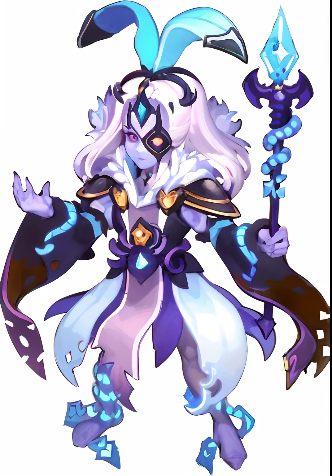 A closeup of a cartoon character with a sword and a hat, estilo de duelyst, Retrato completo do elementalista, Feiticeira do Gelo, mago de gelo, pintado no estilo arcano, Bruxa Frost Antiga Bonita, arte detalhada onmyoji, dark sorceress full view, estilo de arte arcano, demon noble character design, Personagem Dota