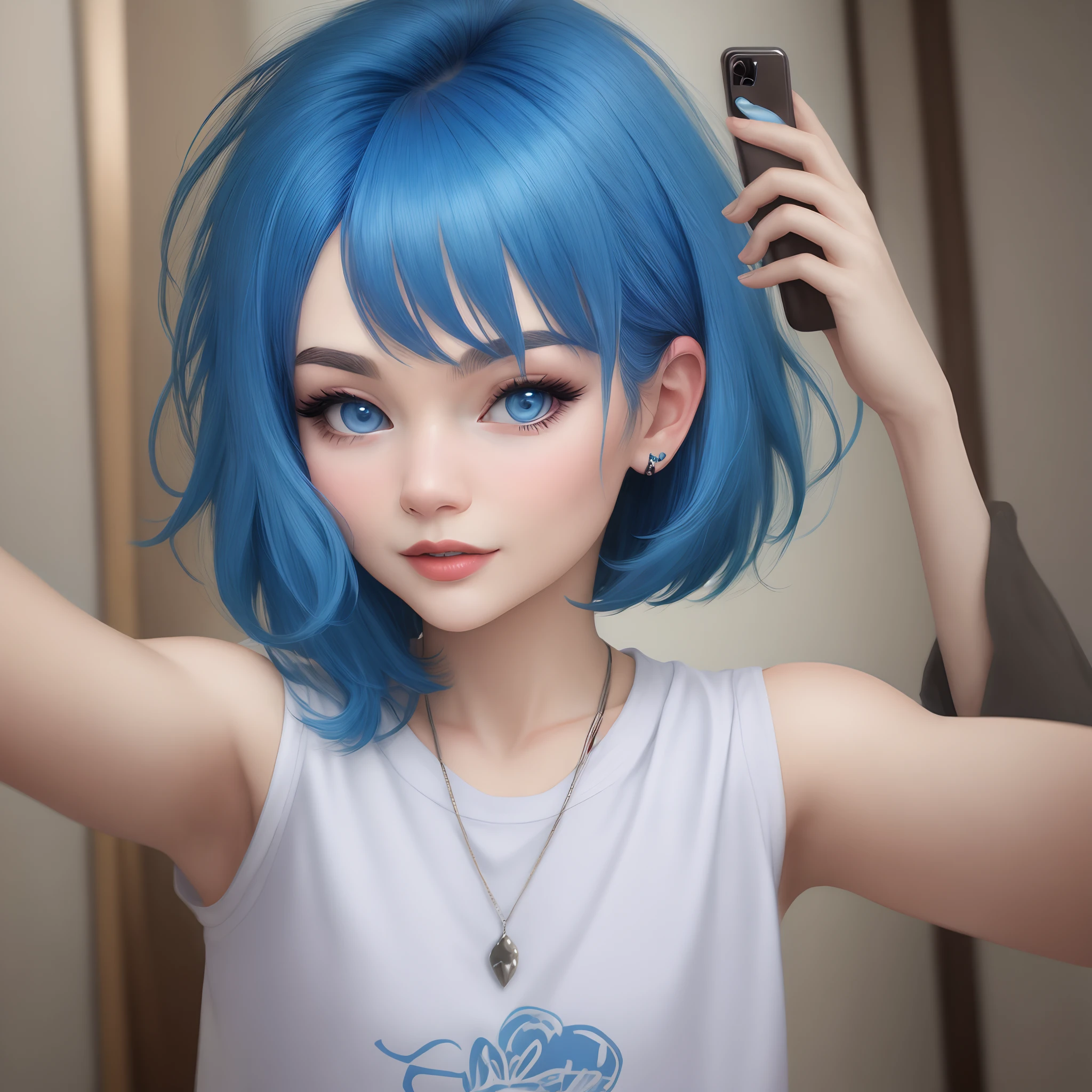 Blue Hair Bob Selfie