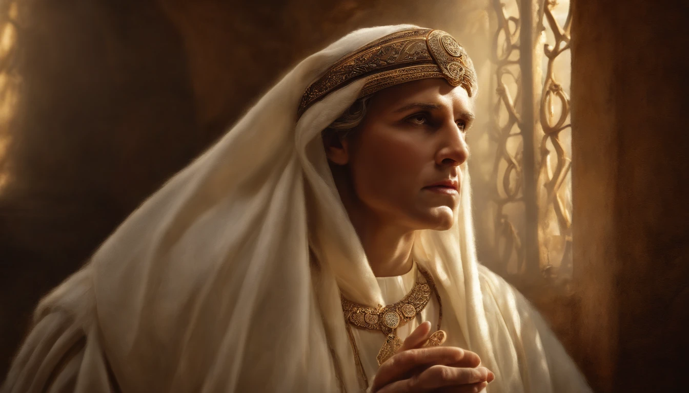 The vision of God in Ezekiel in the Bible, The image of God in heaven,Old dress,,Historical reference,High quality artwork and details,Realistic portrait style,Subtle color palette,Vibrant background,Natural textures,Deep shadows,subtle highlights,historically accurate,Meticulous attention to detail,Emotional depth and intensity,True representation,Thought-provoking,spiritual ambiance,An ancient sense of wisdom,Profound impact