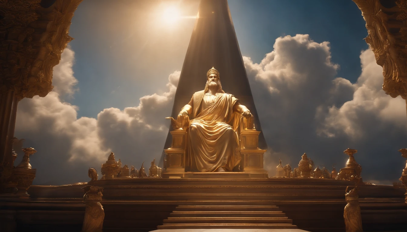 In the clouds, God sits on His heavenly throne and judges many people, A lot of people,  Heavenly Throne,  Fantastic depictions,(Best Quality,4k,8K,high resolucion,Masterpiece:1.2), Ultra-detailed, (realisitic,Photorealistic,Realistis:1.37), portrait of a, Vivid colors, studio lit, Sharp focus, physics based rendering, extreme detail description, Biblical Topics, majestic atmosphere, radiant light)