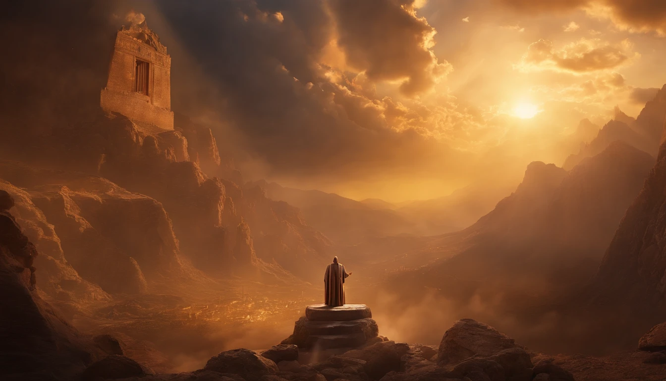 God sits on His heavenly throne and judges many people, A lot of people, Heavenly Throne, Fantastic depictions,(Best Quality,4k,8K,high resolucion,Masterpiece:1.2), Ultra-detailed, (realisitic,Photorealistic,Realistis:1.37), portrait of a, Vivid colors, studio lit, Sharp focus, physics based rendering, extreme detail description, Biblical Topics, majestic atmosphere, radiant light)