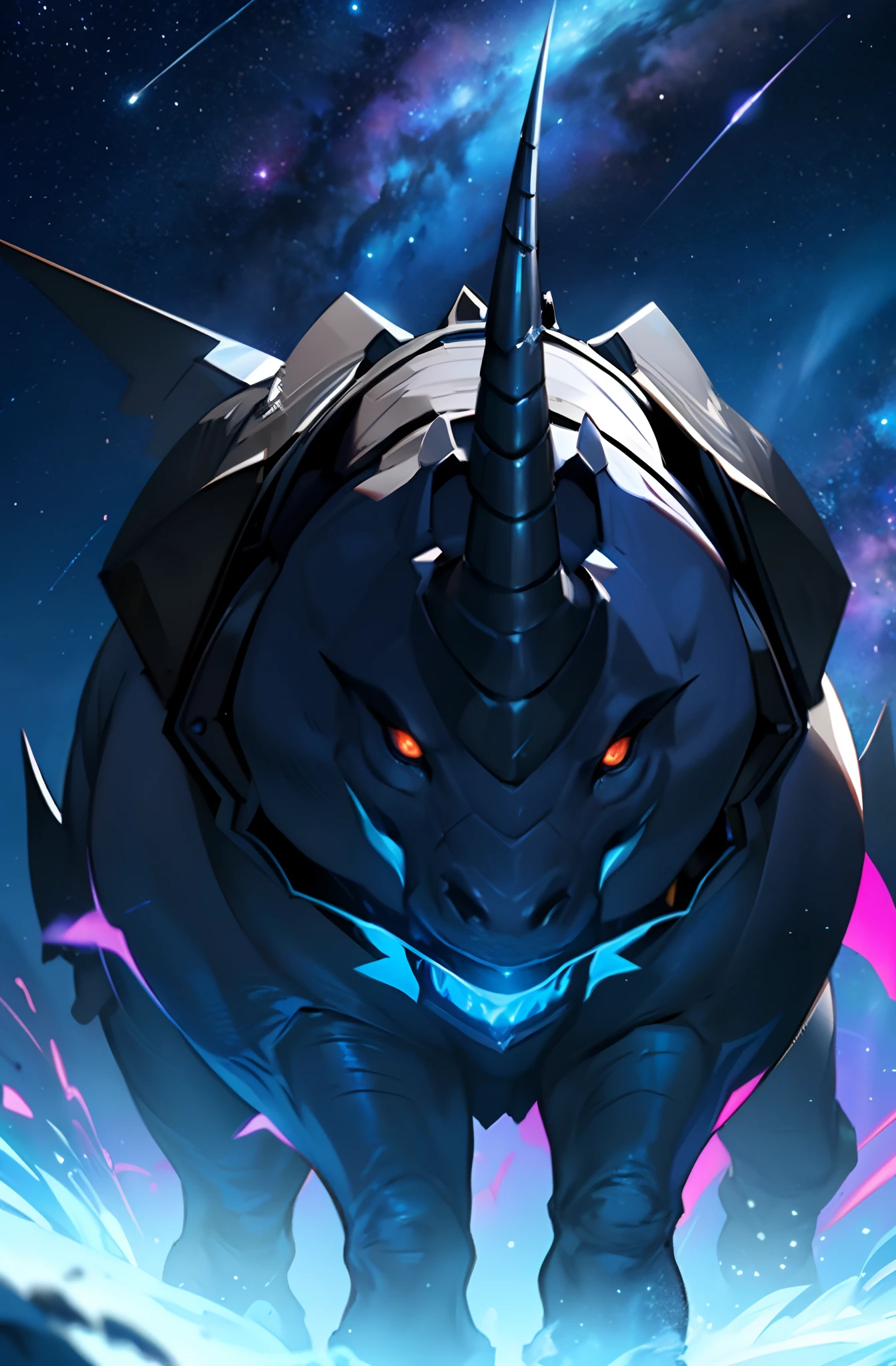 The Luminicorneum is an aberration formed by a distortion of stellar energy that has escaped from its plane of origin. Its appearance resembles a monstrous rhinoceros, But his body is translucent and shines like stars. Its horn is a prominent conical structure that emits a soft light, Similar to that of a unicorn