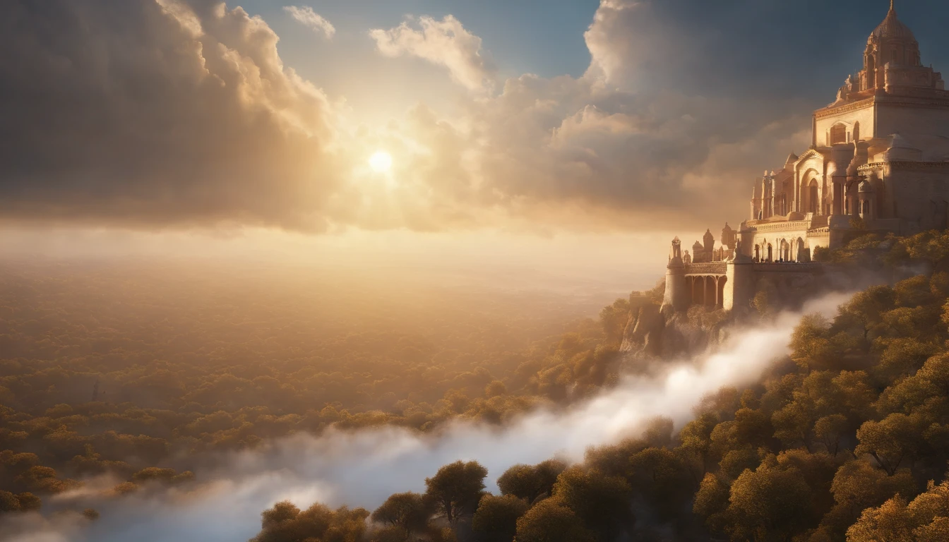 Thousands of people stand in the air,Standing on the clouds, I'm wearing all my white clothes, Raise your hands and sing hymns to praise God. The scenes are magnificent and surreal. (Best Quality, 4k, 8K, high resolucion, Masterpiece:1.2), Ultra-detailed, (realisitic, Photorealistic, Realistis:1.37), portrait of a, Vivid colors, studio lit, Sharp focus, physics based rendering, extreme detail description, Biblical Topics, grand ambience, radiant light.