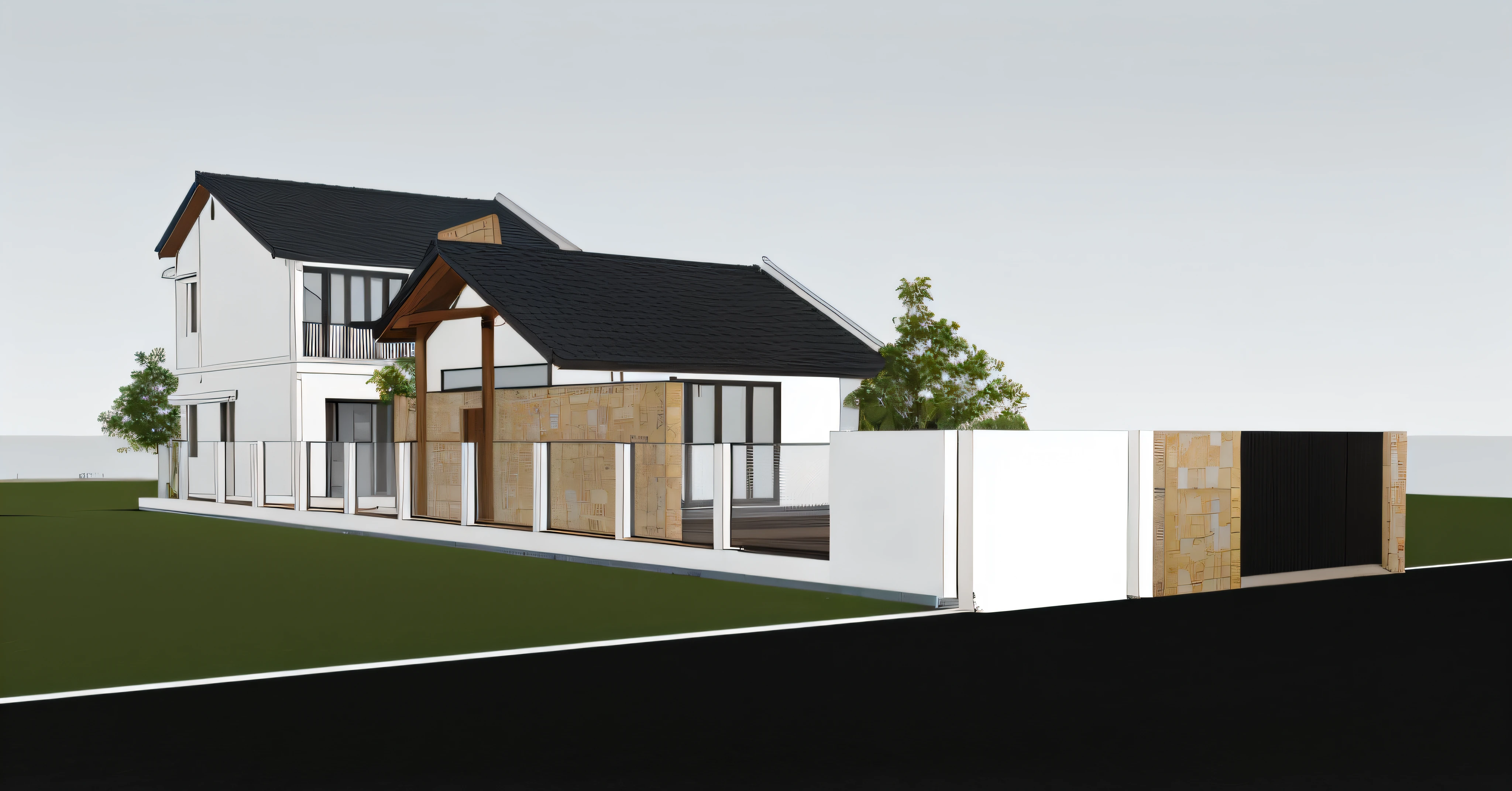 tile roof house, view render