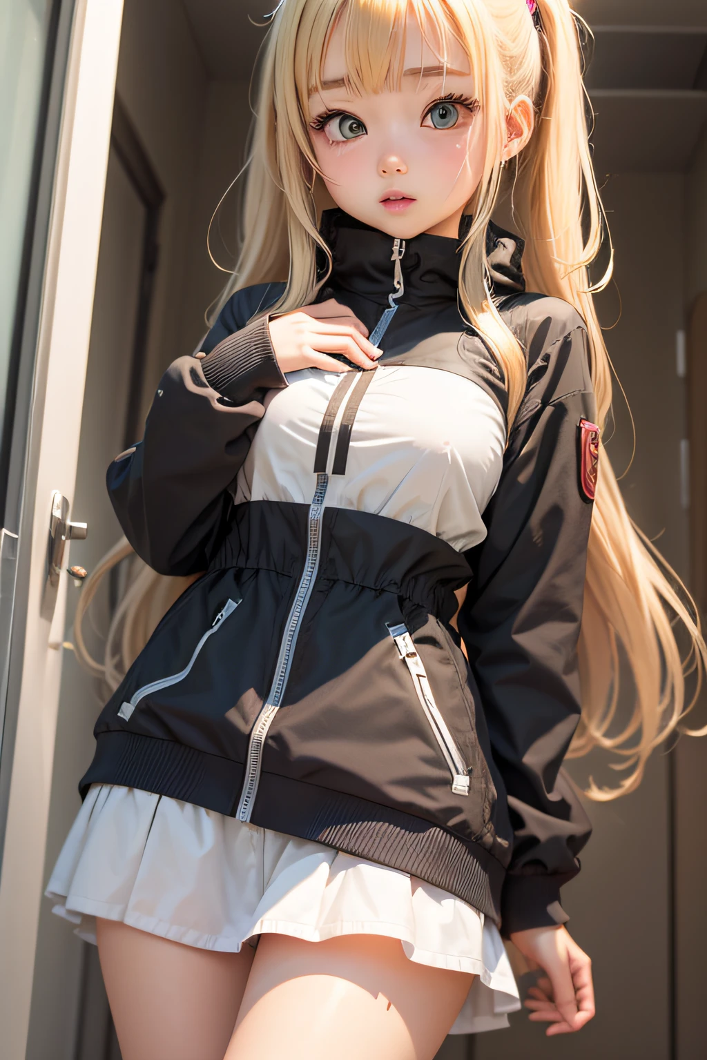 Image of cute two-dimensional girl talking facing the front、a blond、Breasts are big