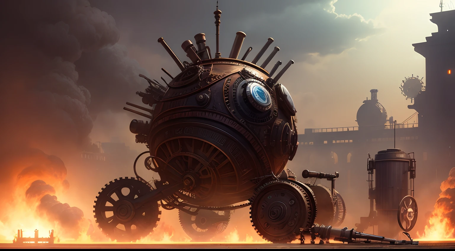 Steampunk, industriel, engrenage, vapeur, machines
