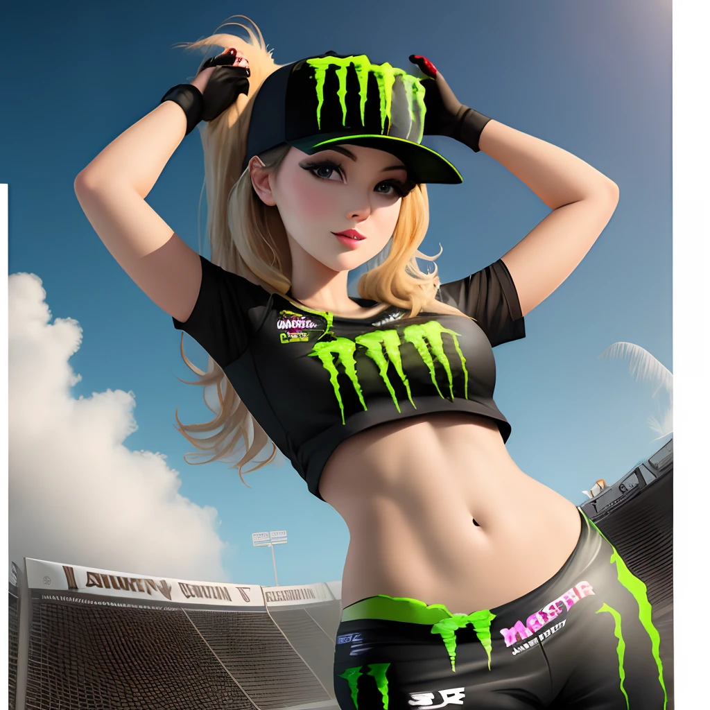 Monster Energy pipeline punch girl, Tight suit,Underwear is sheer, Ichthyome,
