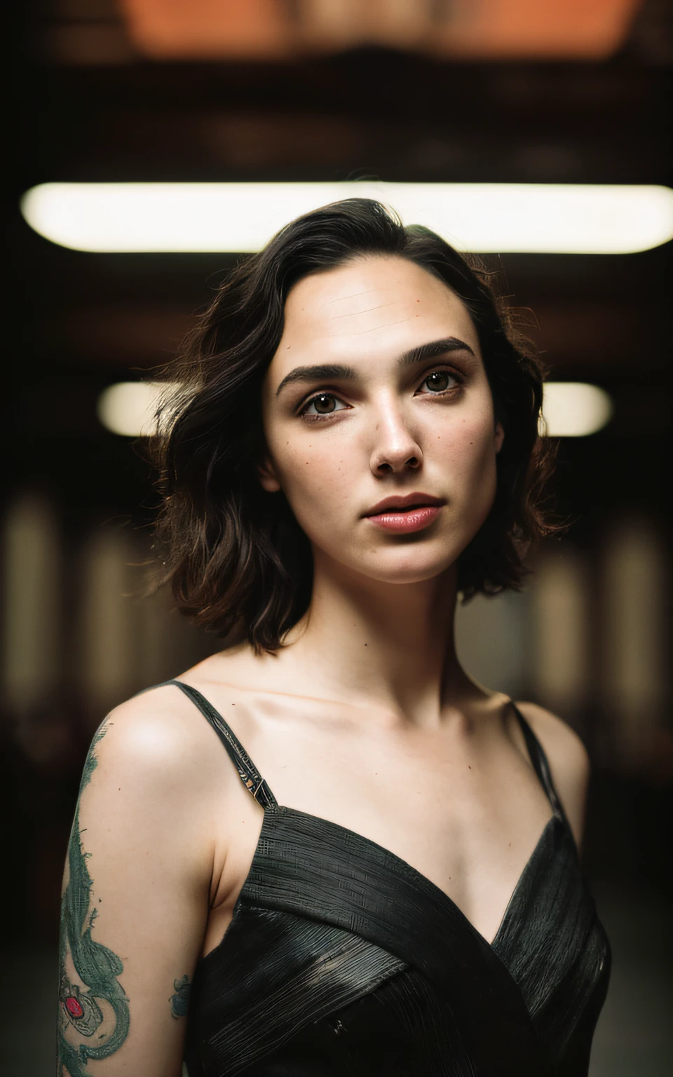 (Melhor Tiro, fotografia editorial de uma jovem de 30 anos gal gadot), (rosto altamente detalhado:1.4) (sorrir:0.7) (fundo biblioteca dentro escuro, Moody, estudo privado:1.3), Steampunk Pirate Airship, Directed by: Lee Jeffries, Nikon D850 | | | | | | | | | | | | | | | | | | | | | | | | | | |, Fotografia Stock Film, 4 Kodak Portra 400 ,camera f1.6 lentes, cores ricas, hyper realistic, Textura realista, dramatic lighting, Cinestill 800 Flowing Dress with Messy Black Fabrics Short Hair, sérdas, (sardas:].4), pale skinned,