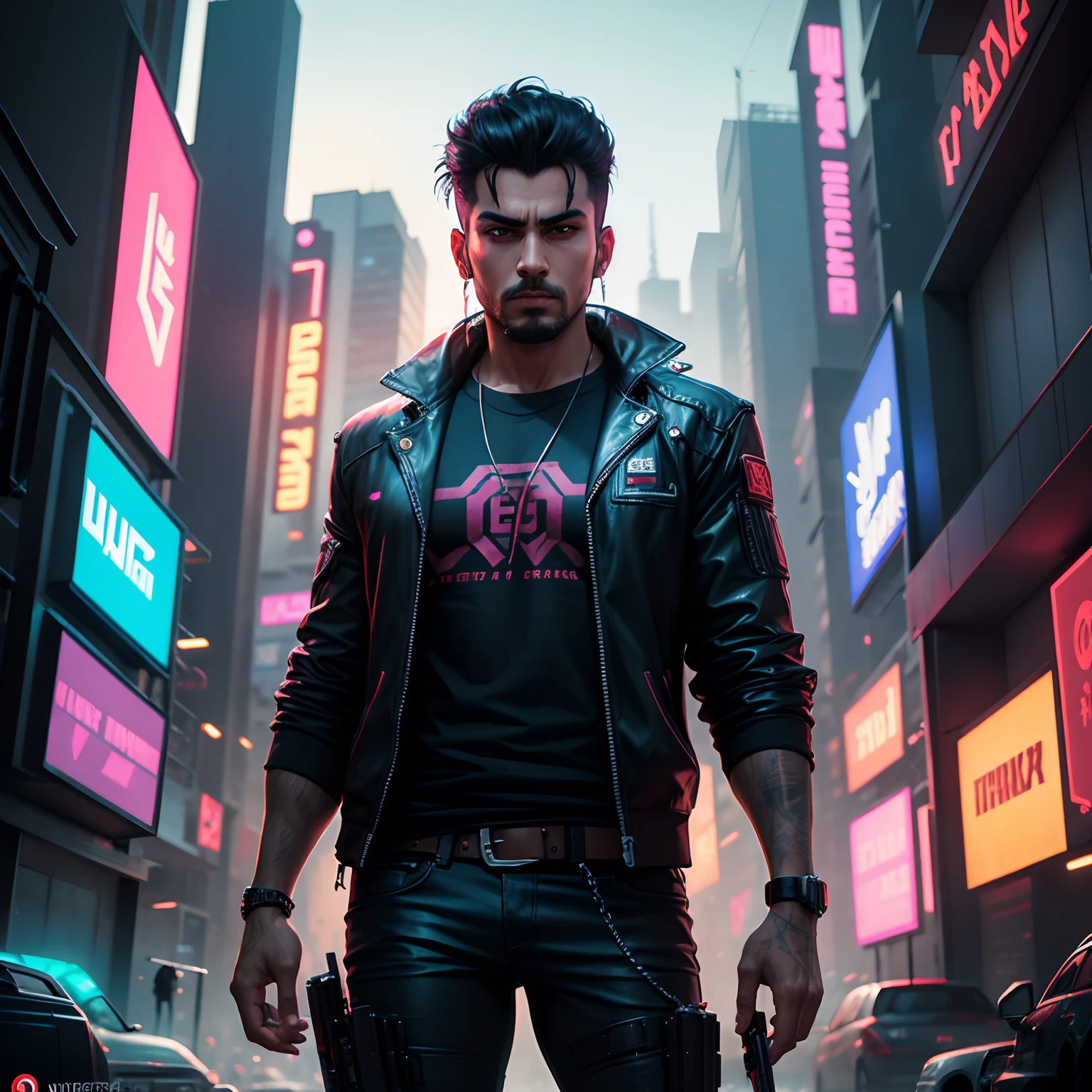Make a Logo name absar Latif in cyberpunk style