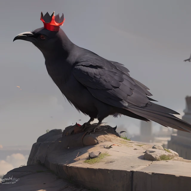 Demon, crow, bloods, In flight, angry, Art, crown on her head