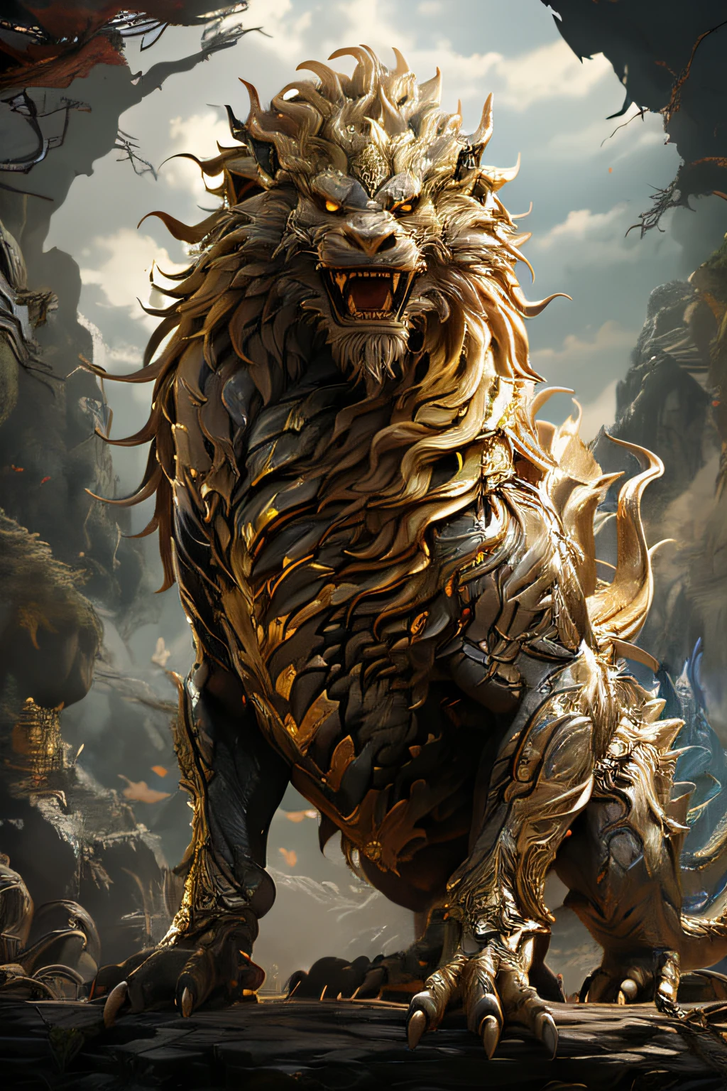 Big Yellow Cave Well,Masterpiece,超高分辨率,Exquisite details,Sharp teeth，Dragon King Joda