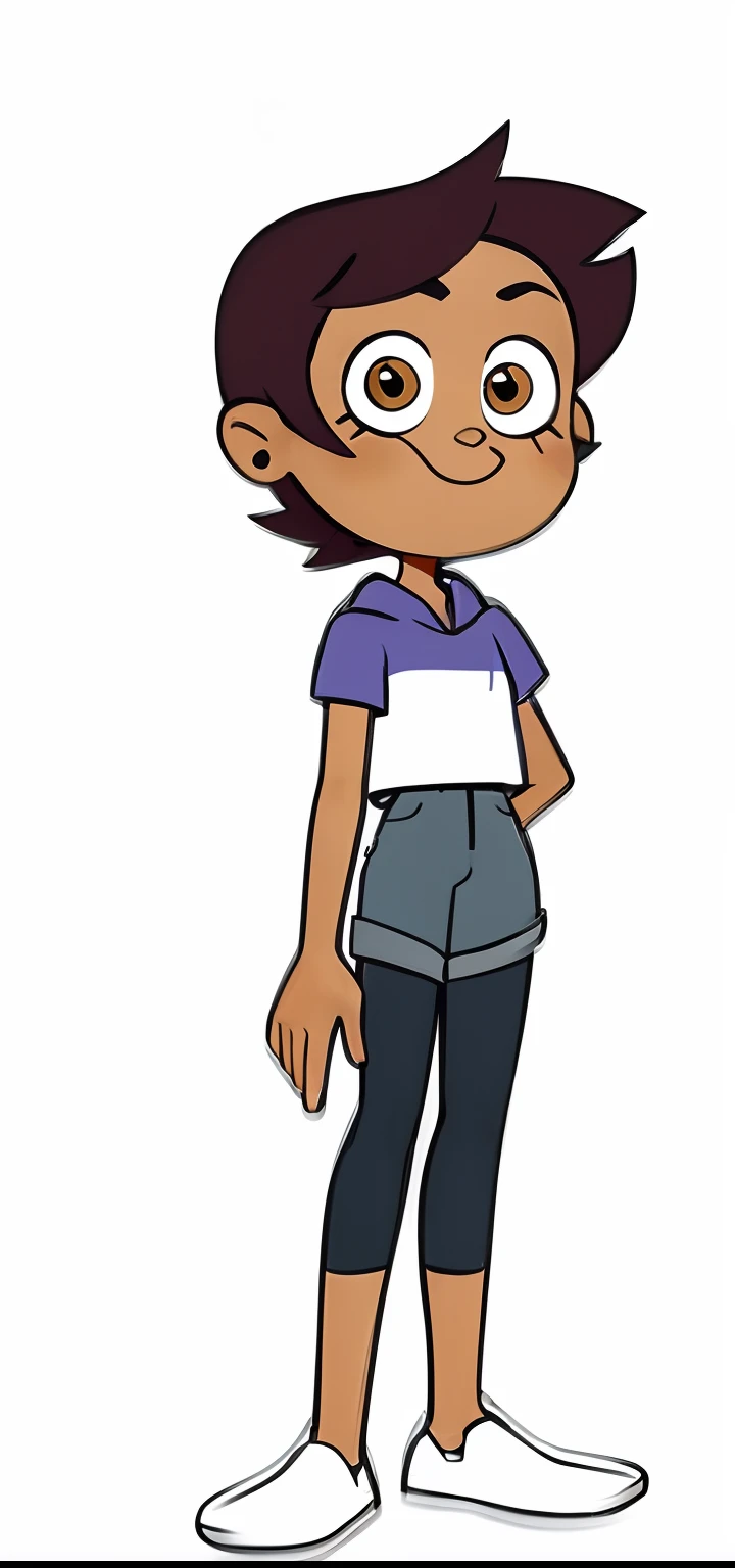 teenage Dominican-American girl with tan skin, dark brown short hair that is usually styled in a pixie cut, and light brown eyes