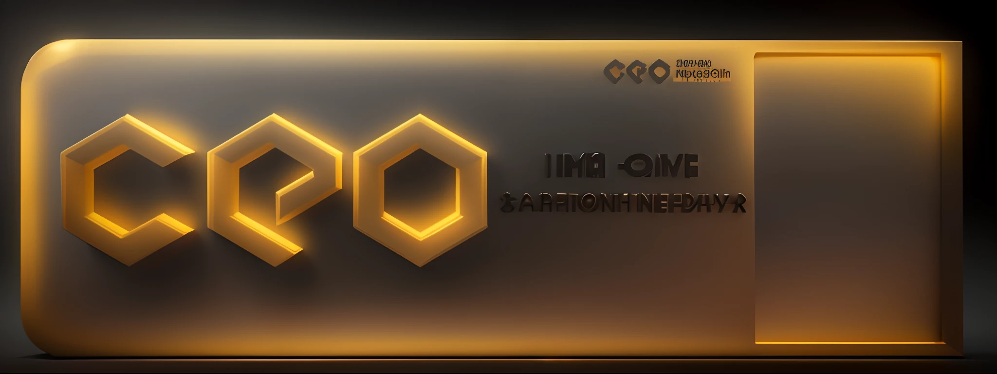 A golden,Modern on black background, International event logo display device, The style is realistic landscape, {gold, dark gray}, Minimalist style, light box, glowing lines, International style, Rendered in Cinema4D, miwa komatsu, 8K, Graphic advertising, High contrast shadows