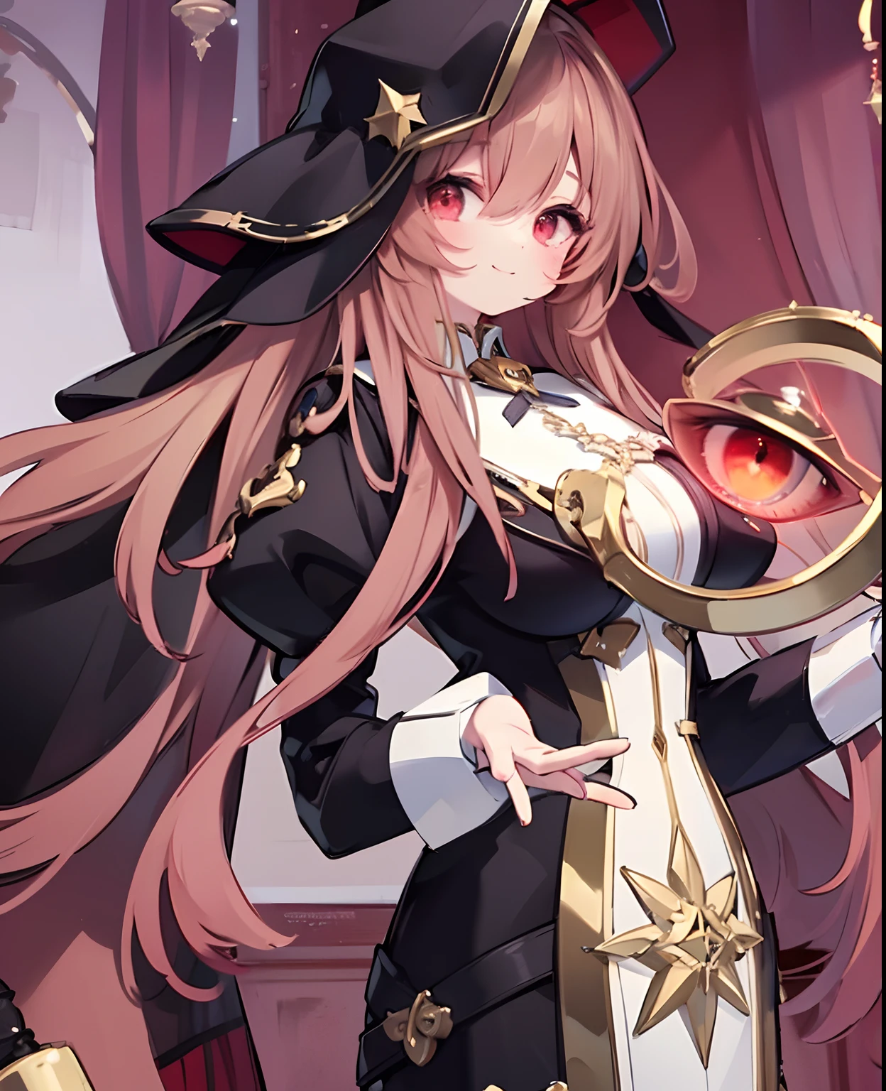 （（tmasterpiece：1.4，best qualtiy））+，（hyper-detailing）+，（Ultra-detailed eyes）+，（Ultra-detailed hair)+，brownish red eyes，Girl with a smile