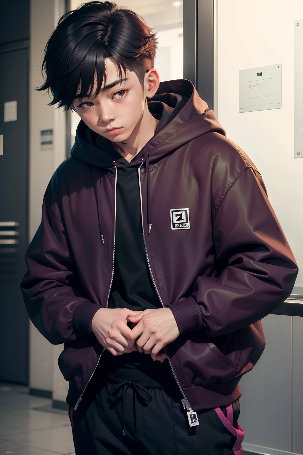 young boy in a maroon hoodie and black pants, shigeto koyama, shigeto hirai yuya, jc park, in a hoodie, young man in a purple hoodie, steven jung, hong june hyung, hyung tae, instagram picture, jimin, hypebeast, kentaro, akira yoshizawa, daisuke tsutsumi