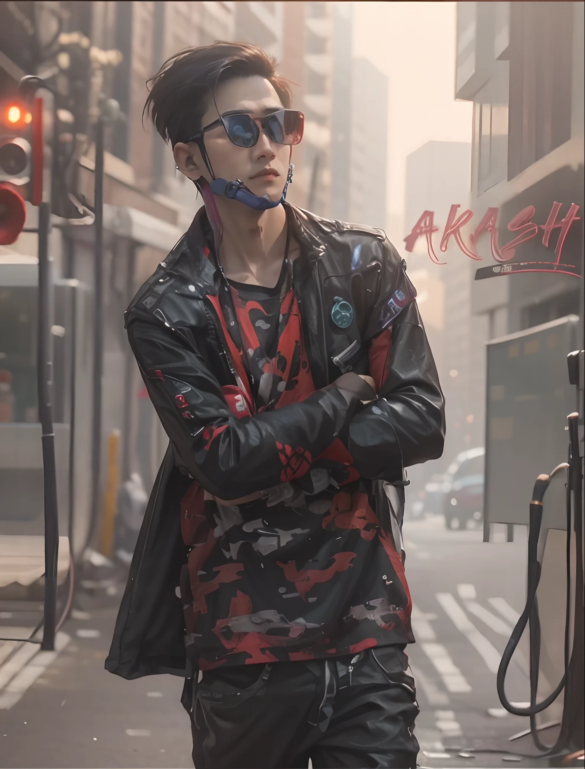 Cheng background cyberpunk handsome boy, realistic face 8k realistic