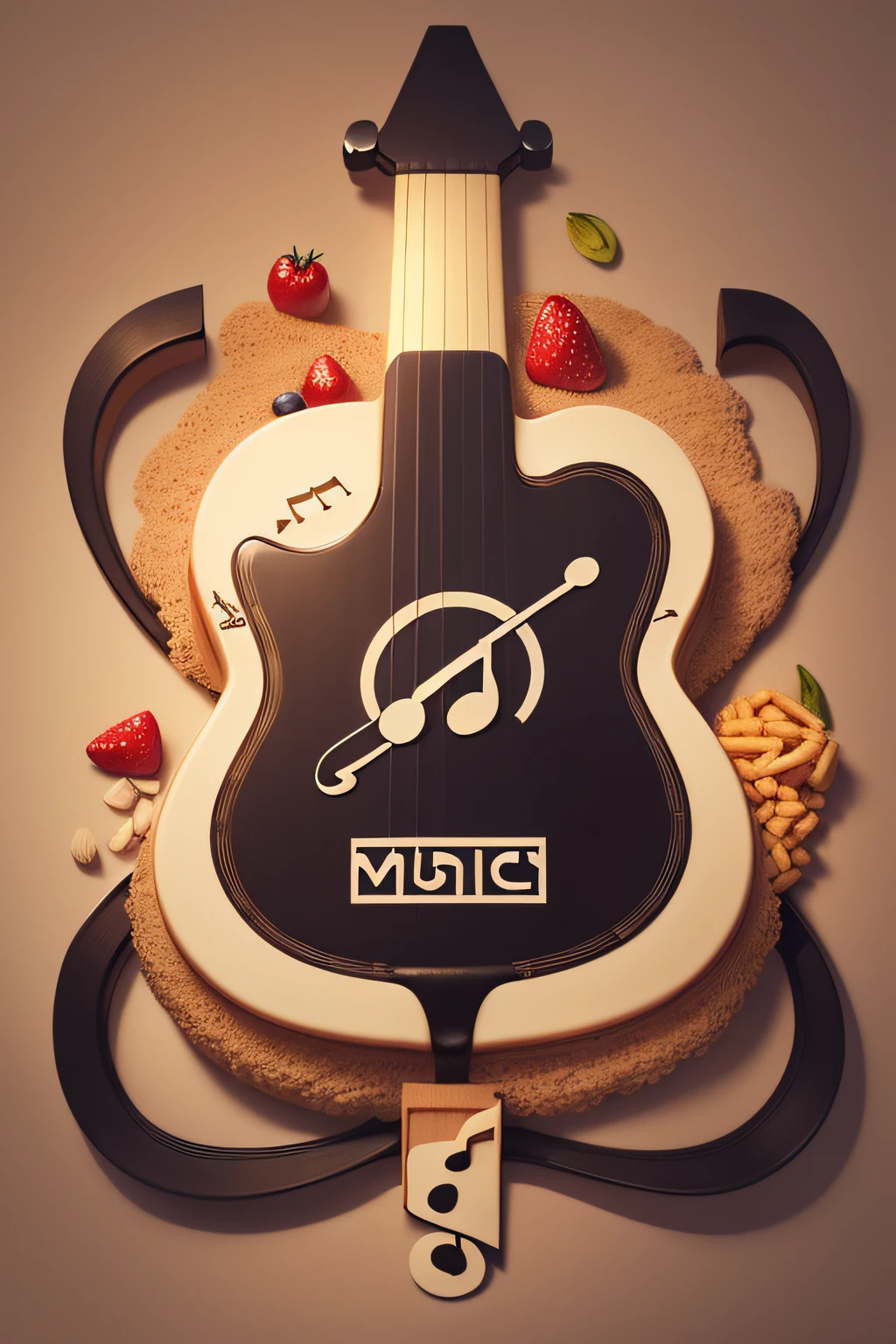 logo，Musical note symbols filled with food