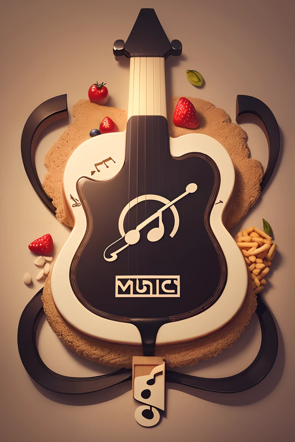 logo，Musical note symbols filled with food
