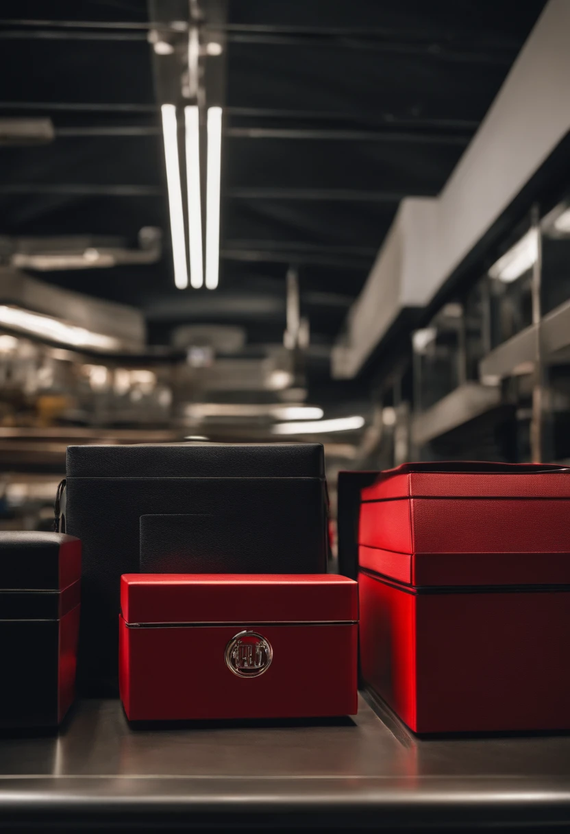 a close up of a black and red box with a logo on it, sparks, cool marketing photo, super cool!!!, cool light, by Mario Cooper, very sharp likeness, cool temperature, by Eric de Kolb, dark cool twilight, cool style, by David Cooke Gibson, by Lisa Nankivil, by Jan Cox, by Jan Verkolje