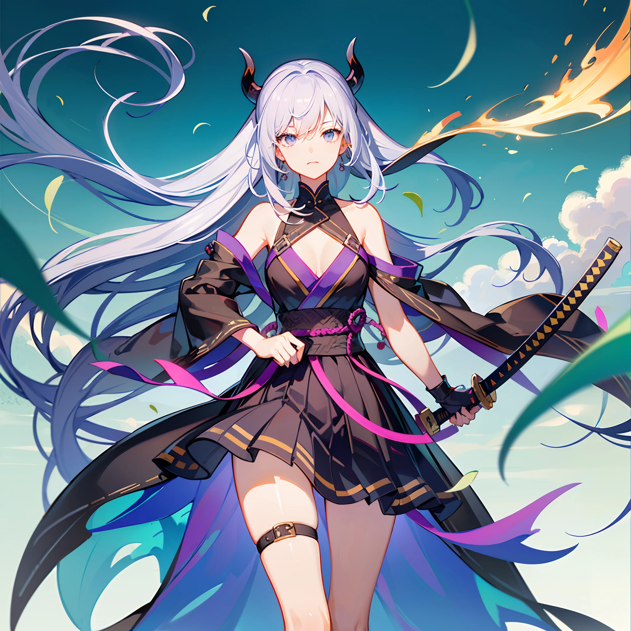 Japanese Katana Sword,(Tachi:1.3),Weapons of mass destruction,purple fire,The blade breaks,(Demon Knife Muramasa:1.4),Odd sword,(/Black fog:1.3/),hyper HD, retinas, Anatomically correct, Textured skin, Super detail, Best quality, A high resolution,(Game weapons:1.3),(Stylish equipment,and the wind:1.4),