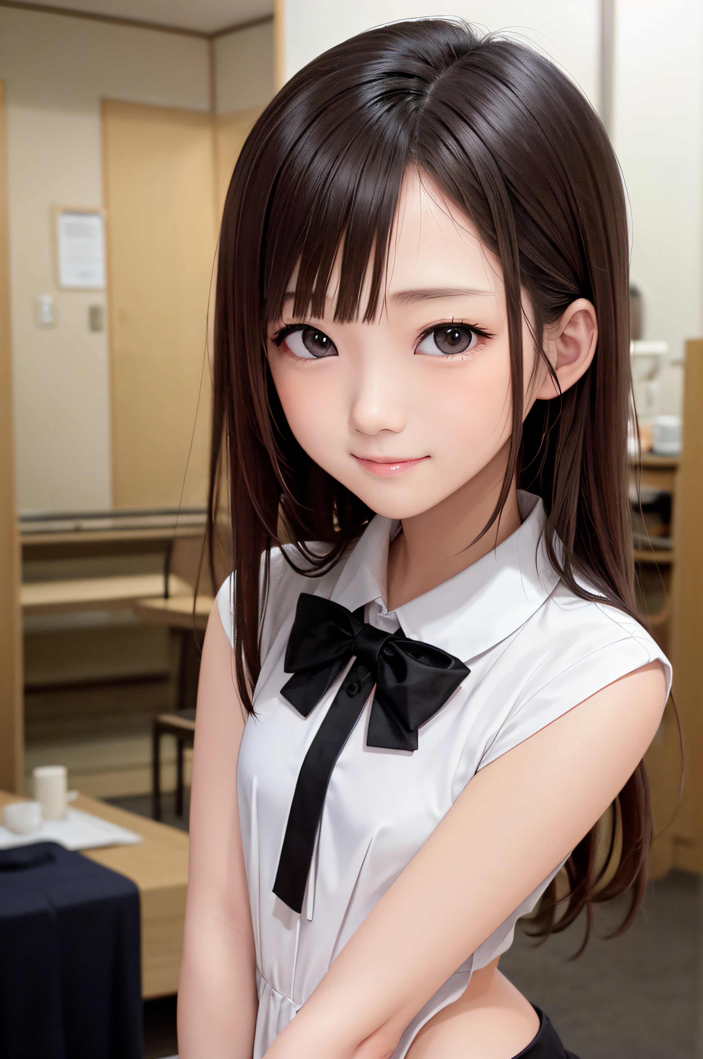 (without background、Pure white background、White background、)、ars、brown haired、beautidful eyes、real looking skin、hi-school girl、校服、small tits、(8K、masterpiece)、(reallistic、Photorealsitic)、top-quality、ighly detailed、The ultra-detailliert、Beautie、cute little、japanes、idol、a smile、Close-up portrait、Healthy face、with light glowing