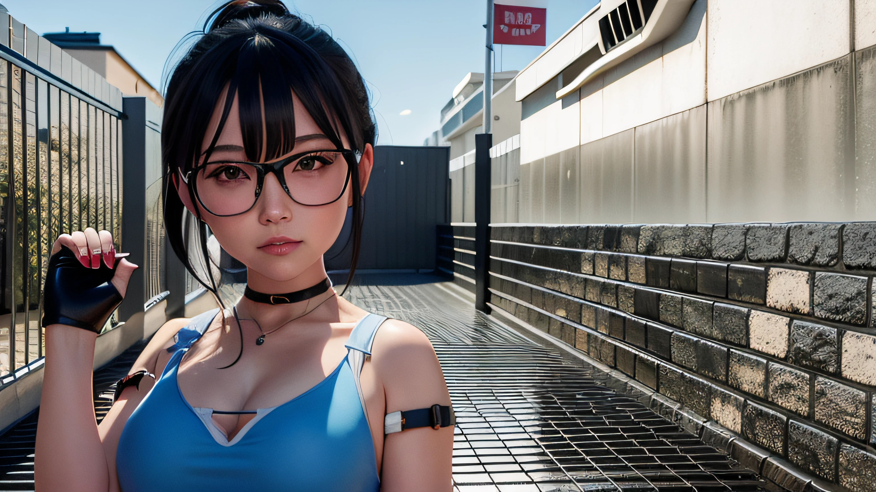 There's a woman with a gun in a blue dress, anime estilo 3d, Avatar do Second Life, 3d menina anime, Anime 3D realista, render de uma menina anime 3d bonito, Estilo anime 3D realista, Anime 3D, Anime 3D, inspirado em Leng Mei, Yayoi Kasuma, VRCabord, Fubuki
