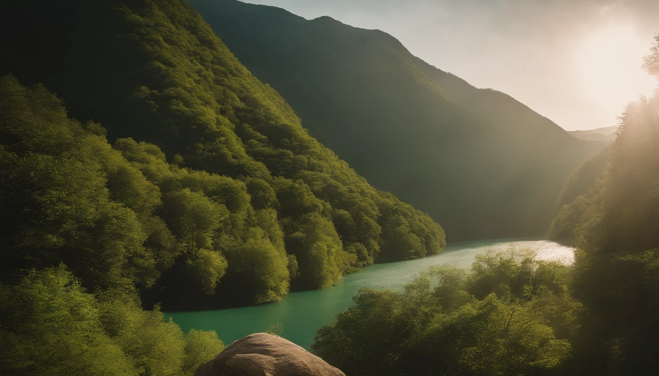 Climb high and respect the elderly，Green Mountains and Green Water，k hd，Warm，and the sun was shining brightly，Quaint