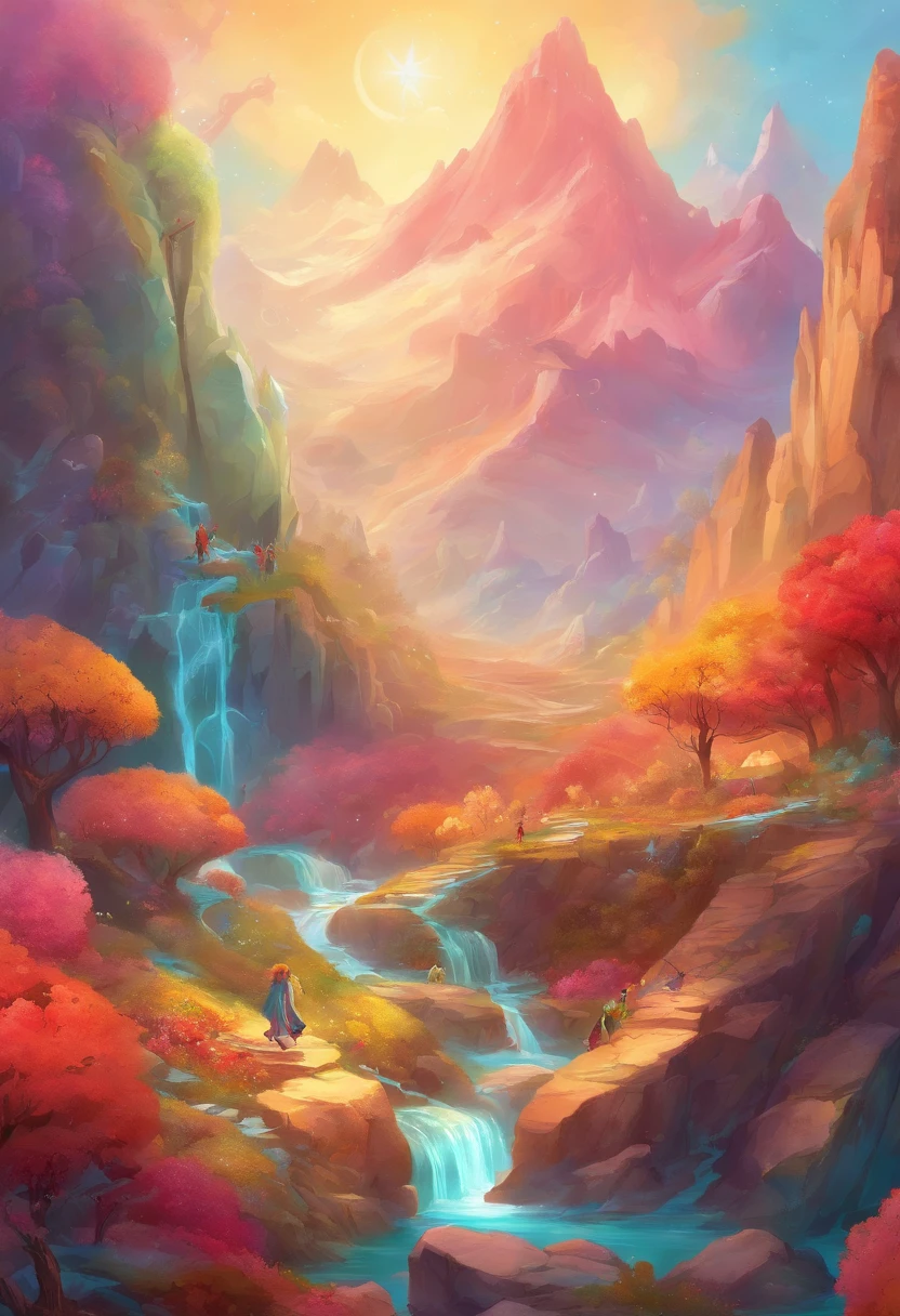 Design a fantastical landscape where gummy bears cascade down a mountainside like an avalanche, with little gummy bear climbers attempting to conquer the sugary peaks