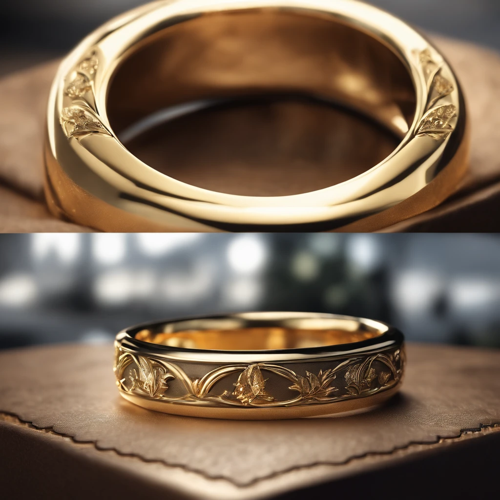 （（Ring design concept art）），Yellow gold ring，（Ring concept blueprint），（（Ring rings in the shape of waves）），Engraved five-pointed star，（Fine craftsmanship），Hemming，Natural sunlight，Shining Effect
