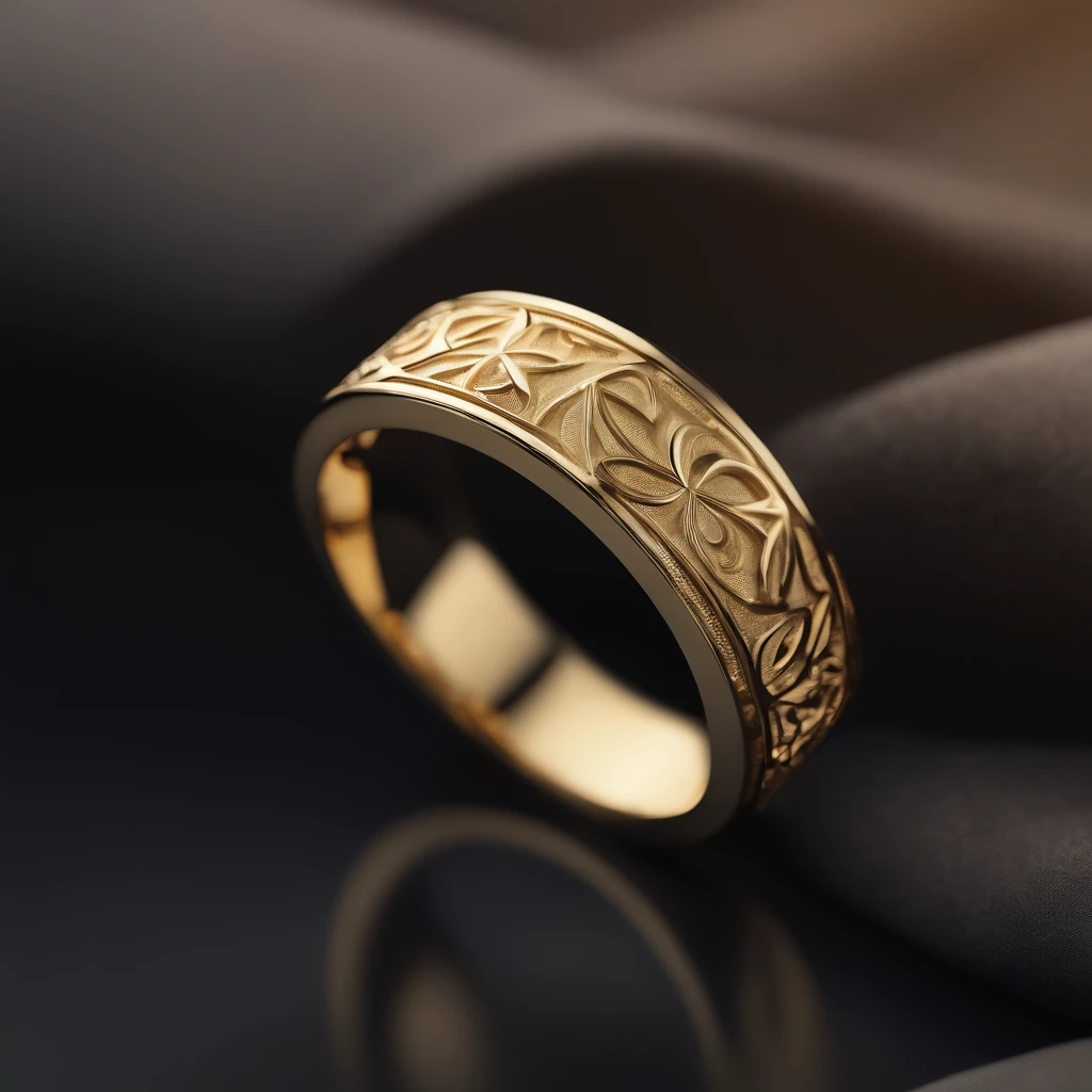 （（Ring design concept art）），Yellow gold ring，（Ring concept blueprint），（（Ring rings in the shape of waves）），Engraved five-pointed star，（Fine craftsmanship），Hemming，Natural sunlight，Shining Effect