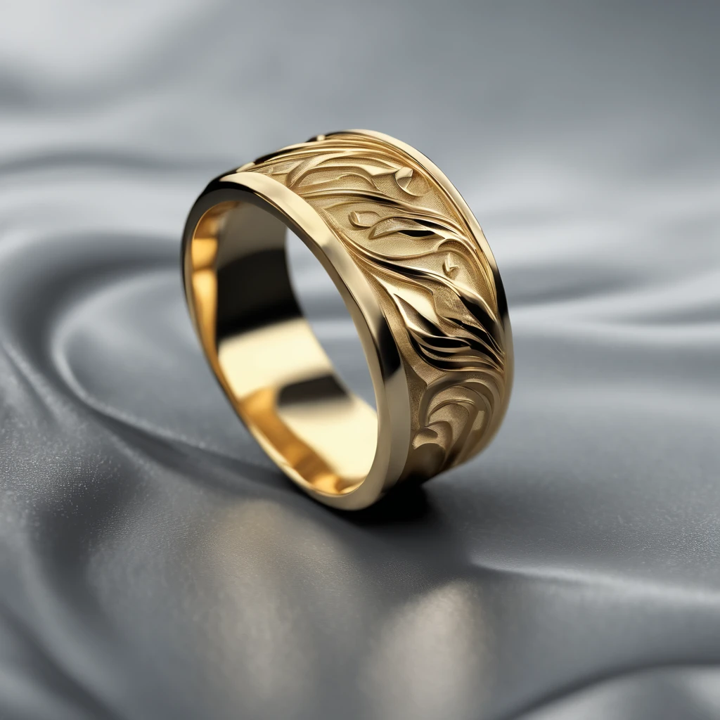 ((Ring design concept art)),Yellow gold ring,(Ring concept blueprint),((Ring rings in the shape of waves)),Engraved five-pointed star,(Fine craftsmanship),Hemming,Natural sunlight,Shining Effect