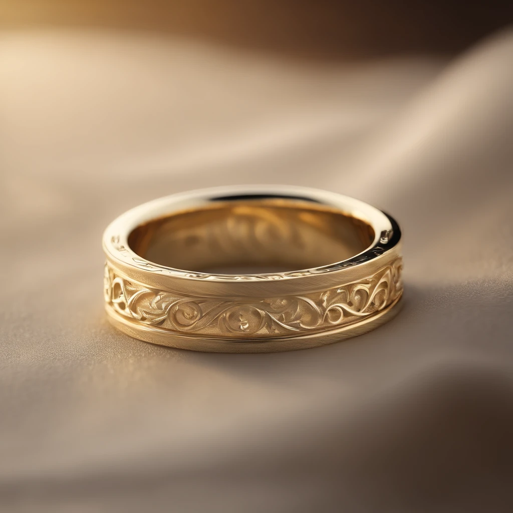 （（Ring design concept art）），Yellow gold ring，（Ring concept blueprint），（（Ring rings in the shape of waves）），Engraved five-pointed star，（Fine craftsmanship），Hemming，Natural sunlight，Shining Effect